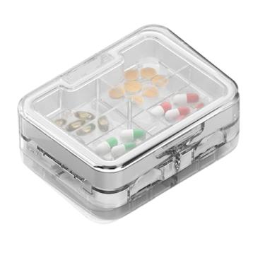 Imagem de Cortador de comprimidos | Triturador de medicamentos portátil | Triturador diário semanal de armazenamento de medicamentos para adultos, trabalho, viagem, enfermeiras, acampamento, escola, idosos e