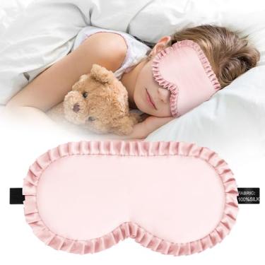 Imagem de Máscara de dormir infantil, máscara para os olhos 100% seda de amoreira verdadeira, máscara de dormir para crianças com faixa elástica ajustável, capa de olho com bloqueio suave e leve presente para