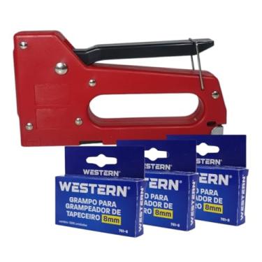 Imagem de Grampeador para Tapeceiro Vermelho + 5000 Grampos 8mm – Alta Eficiência e Durabilidade