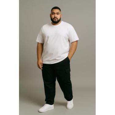 Imagem de Calça Cargo Plus Size Masculina Sarja com Cordão Tamanho Grande G1 G2 