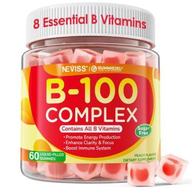 Imagem de Gomas do complexo de vitamina B NEVISS B100 para mulheres e homens 60 
