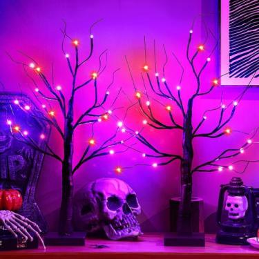 Imagem de Árvore de mesa iluminada de Halloween Ganeen com temporizador de 24 po