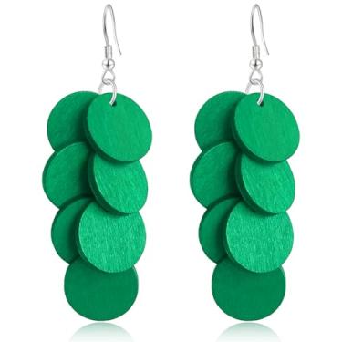 Imagem de WIKMAB Brincos de madeira boêmia, geometria, redonda, leves, pendentes, pendentes de madeira natural, círculo, franja, gancho, brincos, small item, Madeira, Sem pedra preciosa