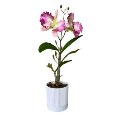 Imagem de Arranjo Orquídea Artificial Vaso Plástico Decorativa - Floralis, Rosa