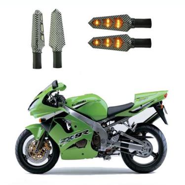 Imagem de KIT 4 Luz Seta Esportiva Pisca Led de Carbono Modelo P03 Moto NINJA ZX