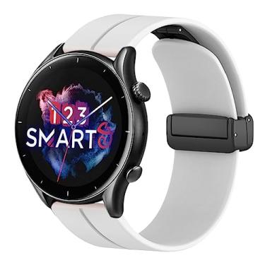 Imagem de Pulseira de Silicone magnética marca 123smart compativel com Gtr 3 A1971 Gtr 3 Pro A2040 GTR 4 A2166 Stratos 3 A1929 GTR 2 2S A1952 GTR 2 New Version GTR 47mm A1902 Gear 2 R380 R381 - Branco