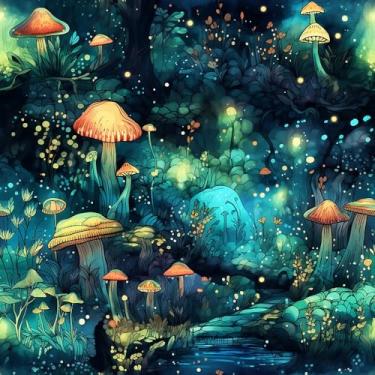 Imagem de REDAMANCY Fada azul/verde/vermelho cogumelo floresta glitter pontos claros destacar e colar papel de parede papel de parede vintage papel de parede fácil de remover para mesa de cabeceira gaveta