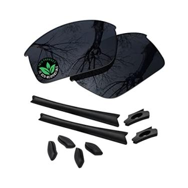 Imagem de Raydi Lentes de reposição de policarbonato e kits de borracha para óculos de sol retangulares Oakley Flak Jacket XLJ - Preto sólido - Polarizado