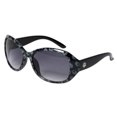 Imagem de GreaterGood Óculos de sol Walking Paws estilosos com proteção UV400 com detalhes sutis de impressão de pata para mulheres, Preto - All Over Paws