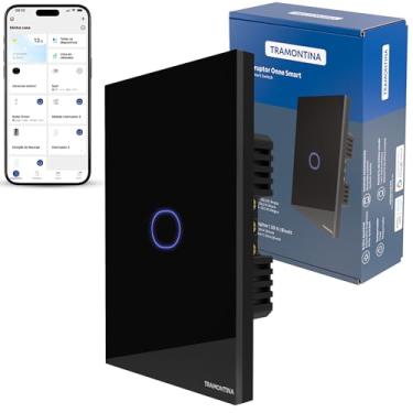 Imagem de Tramontina Interruptor Inteligente Touch Smart Wi-Fi ​Preto com ​1 Tecla Compatível com Alexa - Onne