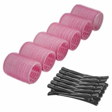 Imagem de Kit 6 Bobs Formador de Cachos Para Cabelo 44mm + 12 Clips Bico de Pato