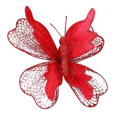 Imagem de shamjina Decoração de borboleta para árvore de Natal, enfeite pendurado, decoração de fundo para aniversário, formatura, casamento, dia mães, ano novo, Vermelho
