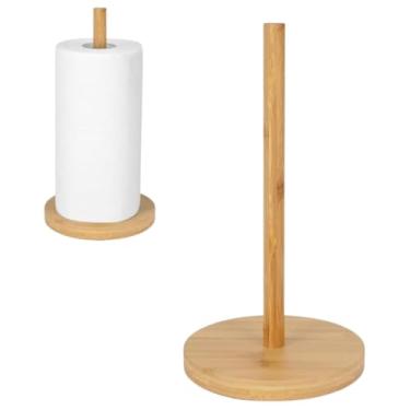 Imagem de Suporte Vertical para Papel Toalha, Bambu Natural, Base Redonda Estável, 29 cm Altura, Design Moderno e Minimalista, Organizador de Mesa para Cozinha