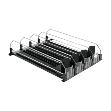 Imagem de Bothyi Organizador de bebidas para geladeira, empurrador automático, fácil de montar e limpar, dispensador de latas multiuso para máquinas de venda, Preto