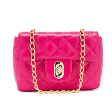 Imagem de Bolsa Feminina Pequena Baby Com Corrente Bordada De Mão - AVILLA, Pink