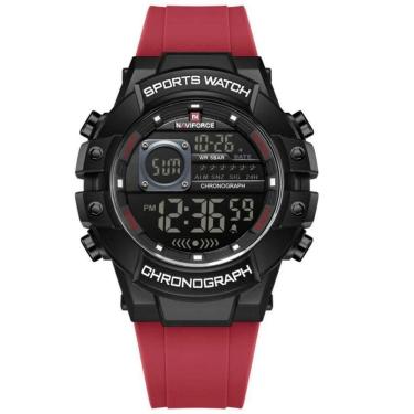 Imagem de Relógio Multifuncional Masculino Digital Design Esportivo A Prova D´agua 3atm Vermelho