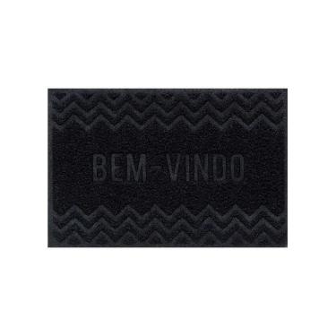 Imagem de Capacho De Porta Pvc Antiderrapante 60x40cm - Zig Zag Preto