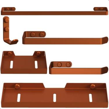 Imagem de Kit Acessórios Para Banheiro Rose Gold 6 Peças Plus - CromoShop Home a