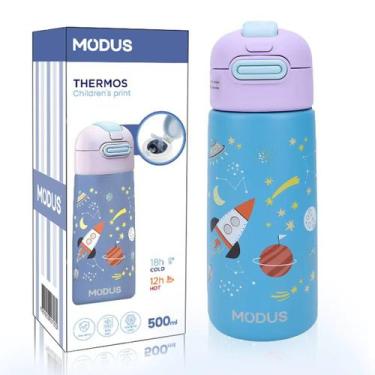 Imagem de Garrafa Térmica Infantil Modus Inox 500ml Com Canudo Isolamento A Vácu
