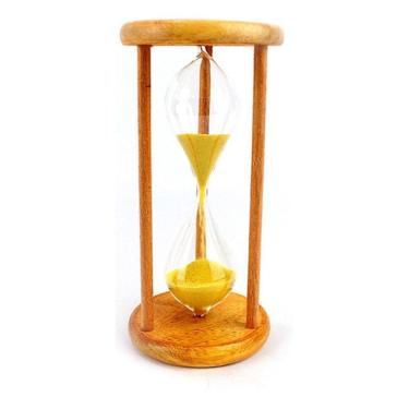 Imagem de Ampulheta Madeira E Vidro Relógio De Areia Amarelo 30 Seg Fg