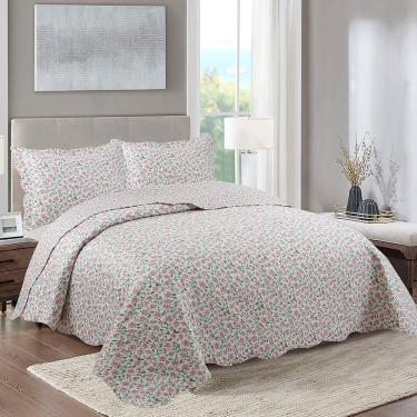 Imagem de Kit Cobre Leito Colcha Casal Boutik Dupla Face - Sabrina