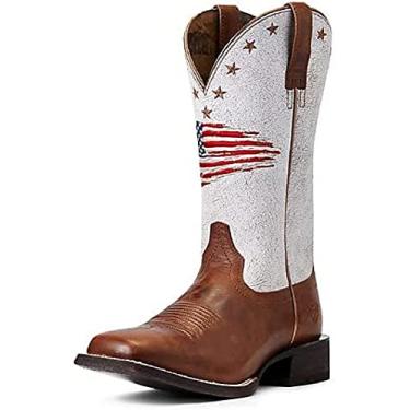 Imagem de ARIAT Bota Country Patriot Country Infantil Unissex, Sela para cima/branco rachado, 8 Big Kid