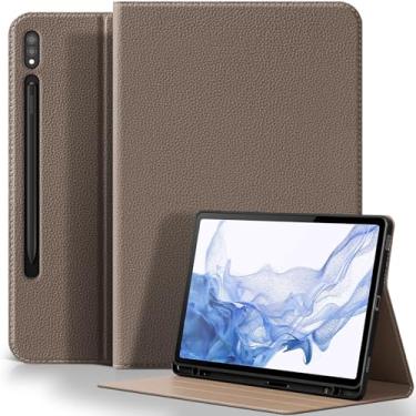 Imagem de XFYKJIN Capa protetora de couro de microfibra premium para Samsung Galaxy Tab S7/S8 de 11 polegadas com suporte para S Pen 2020/2022 (SM-X700/X706/T870/T875/T876)