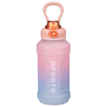 Imagem de HARFINGTON Garrafa de água esportiva de plástico à prova de vazamento de 1,2 l com boca larga e alça de transporte para academia, acampamento, ciclismo, viagem, bebidas frias, rosa