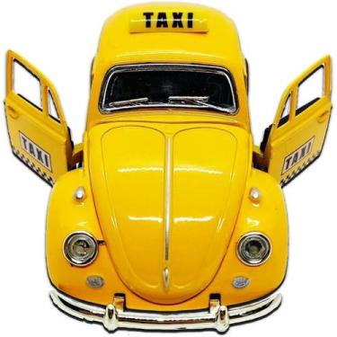 Imagem de Super Carrinho De Ferro Fusca Clássico 1967 Miniatura Cor Amarelo Táxi