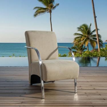 Imagem de Poltrona Decorativa para Consultório e Escritório com Braços em Alumín