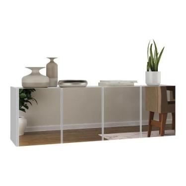 Imagem de Aparador Buffet Suspenso Com Espelhos 4 Portas Multimóveis Mp8005 Bran