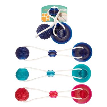 Imagem de Brinquedo Mordedor Corda Puxador C/ Ventosa Pet Bola P/ Cães