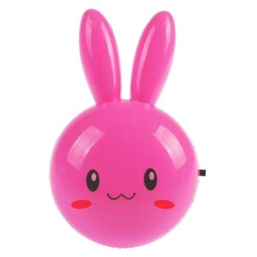 Imagem de Abajur LED Infantil Coelho, Luz Noturna de Tomada para Quarto de Bebê, Plástico, 10 cm, Baixo Consumo 0.5W, Decorativo (Rosa)