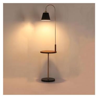 Imagem de Luminária de chão Luminária de chão moderna e elegante com bandeja, mesa cabeceira ou lateral meados do século porta carregamento USB(Gold)