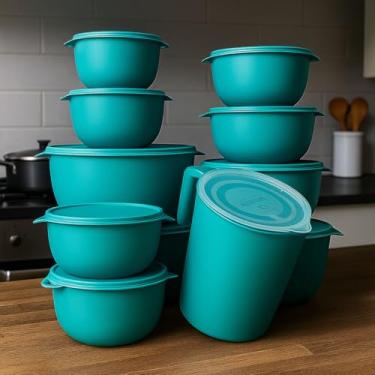 Imagem de Kit Potes 10 Bowl + Jarra Cozinha Saladeira Pote Marmitas Plástico (Tiffanny)