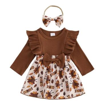 Imagem de Vestido de macacão para meninas MozikQin, roupa de Ação de Graças 12-1