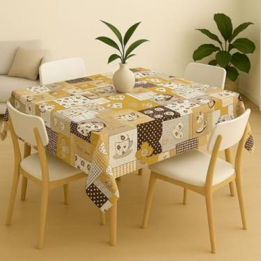 Imagem de Toalha de Mesa Quadrada Oxford para 4 Cadeiras – Elegante Durável e Ideal para Decoração de Cozinha (CAPMARROM)