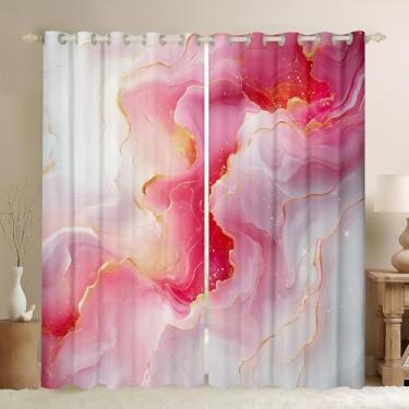 Imagem de Cortinas de janela de mármore tie dye, borboleta, tie dye, gradiente, artística, decoração, quarto de bebê, sala de jogos, vermelho, rosa, 2 painéis, 132x213 cm C