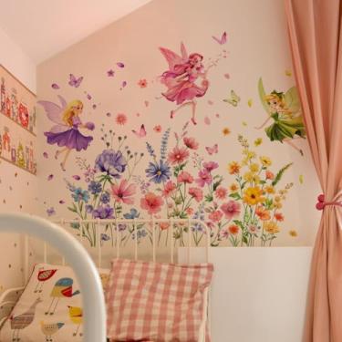 Imagem de Adesivos de parede fofos - Adesivo decorativo de destacar e colar (fada das flores)