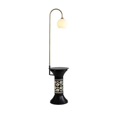 Imagem de Luminária de chão Abajur com mesa, lateral porta de carregamento USB, cabeceira moderna abajur para sala estar, quarto, hóspedes(Gold)