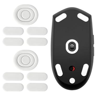 Imagem de Yenblow Pacote com 2 adesivos deslizantes para mouse G305 Lightspeed Wireless Gamer, tapete de patins de vidro compatível com substituição de pés de mouse Logitech (patins de mouse glide, PTFE branco)