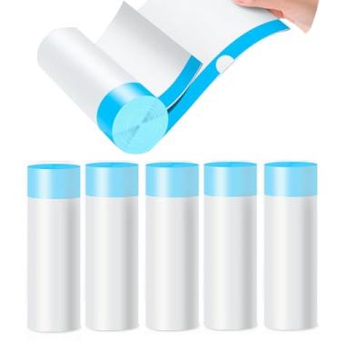 Imagem de 300 sacos de lixo pequenos sem rasgos com cordão, 4 galões, sacos de lixo sem cheiro para banheiro, cozinha (branco, 300 unidades)