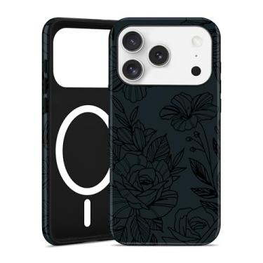 Imagem de Aitipy Capa de telefone compatível com MagSafe Flower para iPhone 17 Pro Max, linda linha estética verde jato floarl TPU magnético macio e PC rígido capa protetora fina à prova de choque para mulheres
