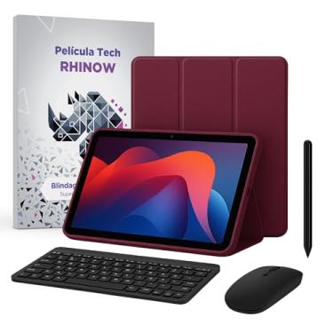 Imagem de Kit Capa Slim para Xiaomi Redmi Pad 2: Película de vidro + Caneta Precision + Teclado e Mouse (Rhinow) (Vermelho Marsala)