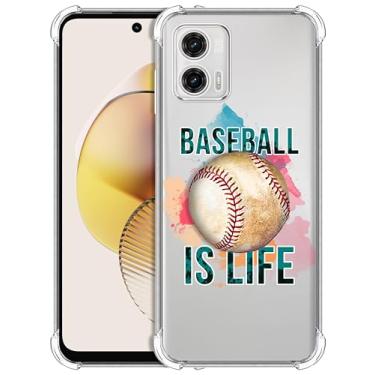 Imagem de GlamCase Capa para Motorola 753, Moto G73 5G Clear Case - Baseball is Life Impresso Slim Fit Flexível Transparente À Prova de Choque Designer Capa Traseira/Capa para Motorola Moto G73 5G.