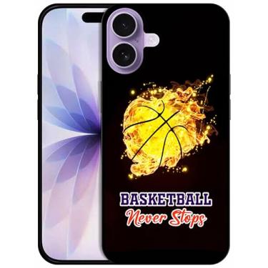 Imagem de SM CASES Capa para iPhone 17 - Capa protetora de borracha TPU à prova de choque com design impresso 2D bola de fogo de basquete para iPhone 17