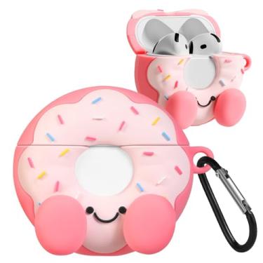 Imagem de Joyleop Capa para Airpods 4 – para mulheres, meninas, meninas, crianças, fofa, engraçada, exclusiva, desenho kawaii, desenho 3D, donut, capa protetora de silicone macio para AirPods 4ª geração 2024