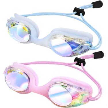 Imagem de Vvinca Óculos de natação infantil com alça elástica sem vazamento, antiembaçamento, óculos infantis com ajuste rápido para idades de 3 a 14 anos