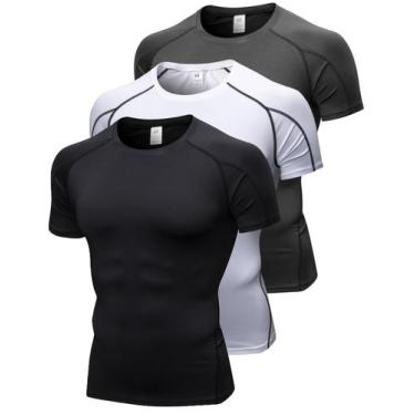 Imagem de Camisa de compressão Queerier para homens de manga curta para ginástic