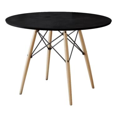 Imagem de Mesa Eiffel Wood Tampo De Madeira 90 Cm Preto New Green - Preto